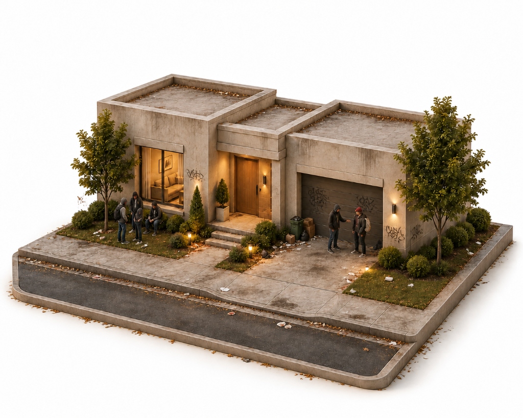 Neighborhood perimeter compromised by loiterers
