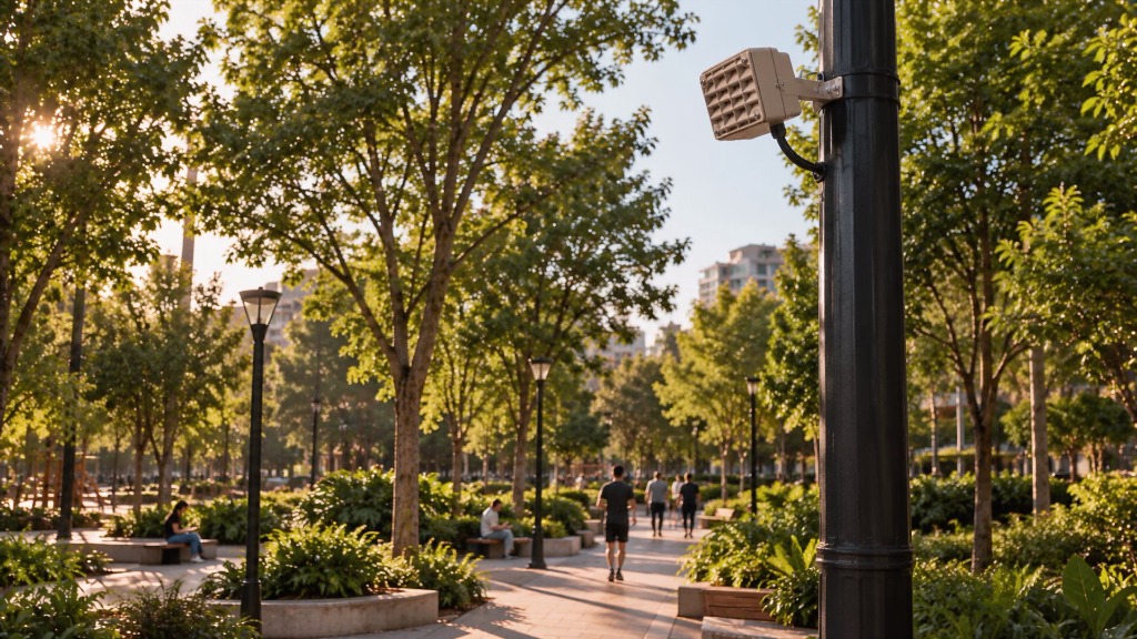 Municipal field deployment of Mosquito acoustic device on public park light pole